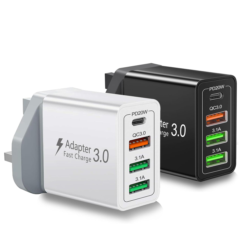 Phone Accessories From China - UK Plug 4-Port USB-A&USB-C Wall Charger