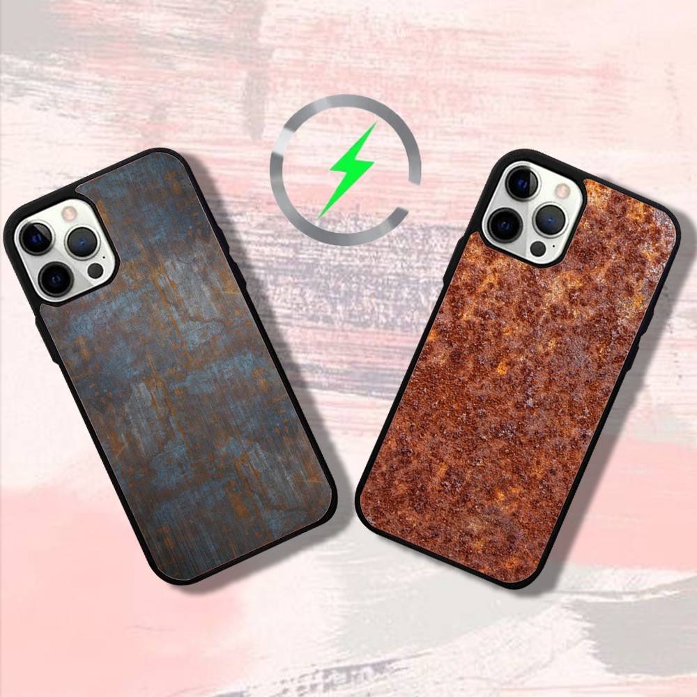 Retro Handset Phone - Retro Industrial Rust Phone Case For